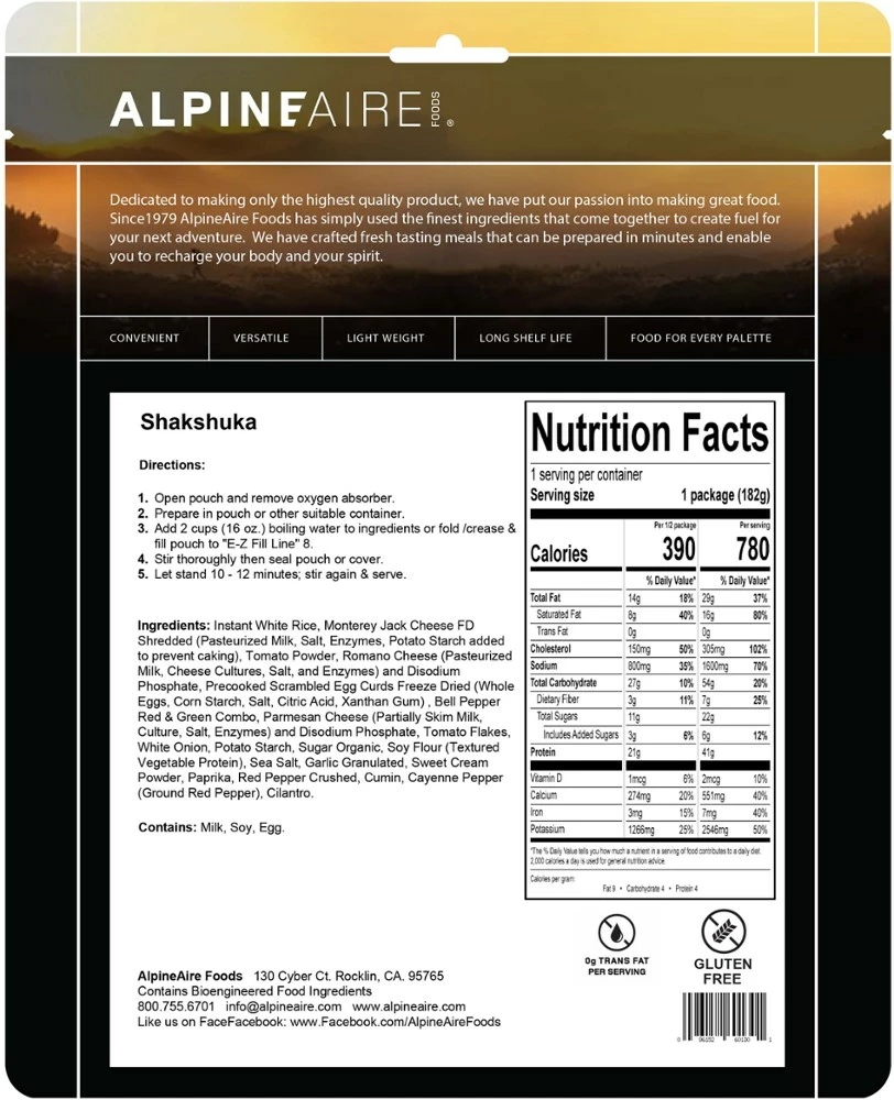AlpineAire Foods Shakshuka - 1 Serving - None 4 AlpineAire Foods Shakshuka - 1 Serving - None - Image 2