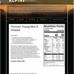 AlpineAire Foods Forever Young Mac & Cheese - 1 Serving 7 AlpineAire Foods Forever Young Mac & Cheese - 1 Serving -Cheap Hike Harbor Store 0c293cdb 9e7e 4a30 b622 b29f109cd9b7