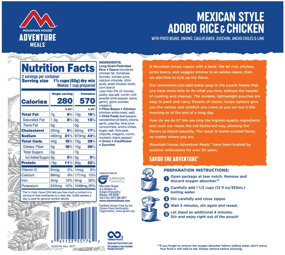 Mountain House Mexican Style Adobo Rice & Chicken - 2 Servings 4 Mountain House Mexican Style Adobo Rice & Chicken - 2 Servings - Image 2