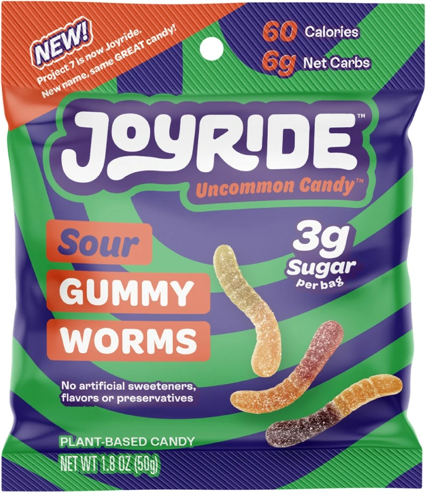 JOYRIDE Low Sugar Sour Worms - 1.8 oz. - Assorted 3 JOYRIDE Low Sugar Sour Worms - 1.8 oz. - Assorted
