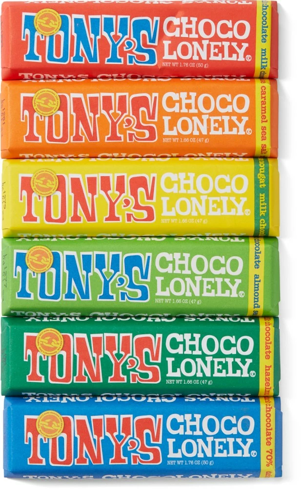Tony's Chocolonely Chocolate Bars Rainbow Tasting Pack - Package of 6 3 Tony's Chocolonely Chocolate Bars Rainbow Tasting Pack - Package of 6