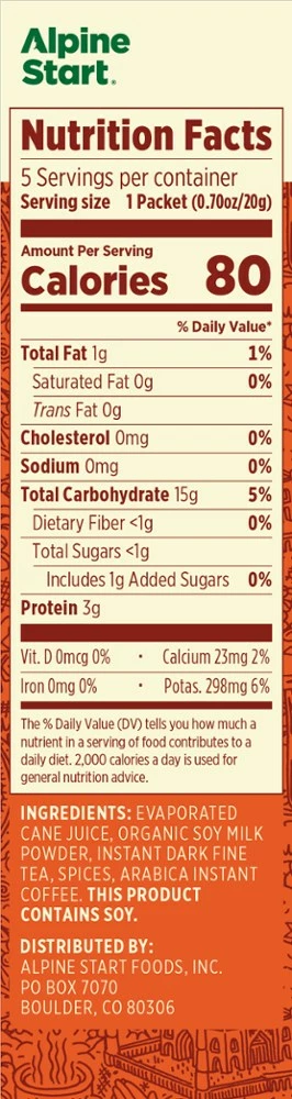 Alpine Start Dirty Chai Latte Instant Coffee - Package of 5 7 Alpine Start Dirty Chai Latte Instant Coffee - Package of 5 - Image 5