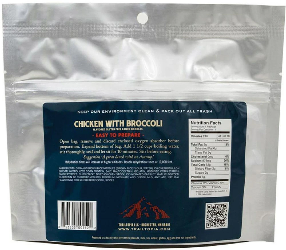 Trailtopia Gluten-Free Ramen Noodles with Chicken Flavor and Broccoli - 1 Serving 4 Trailtopia Gluten-Free Ramen Noodles with Chicken Flavor and Broccoli - 1 Serving - Image 2