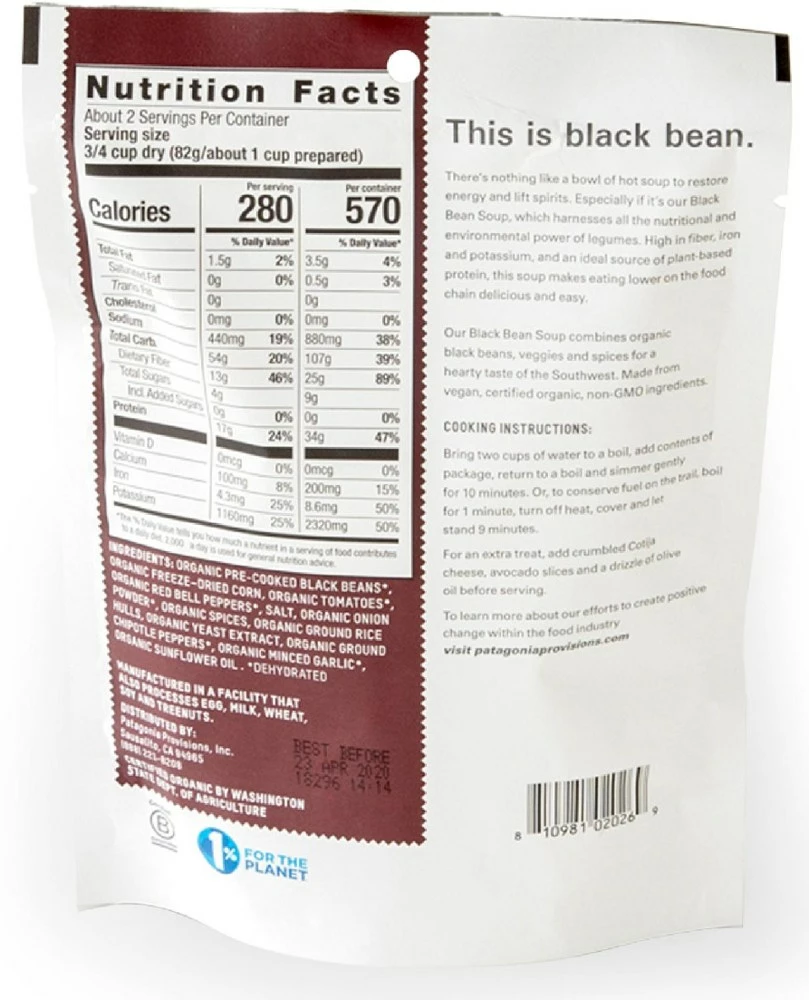 Patagonia Provisions Organic Black Bean Soup - 2 Servings 4 Patagonia Provisions Organic Black Bean Soup - 2 Servings - Image 2