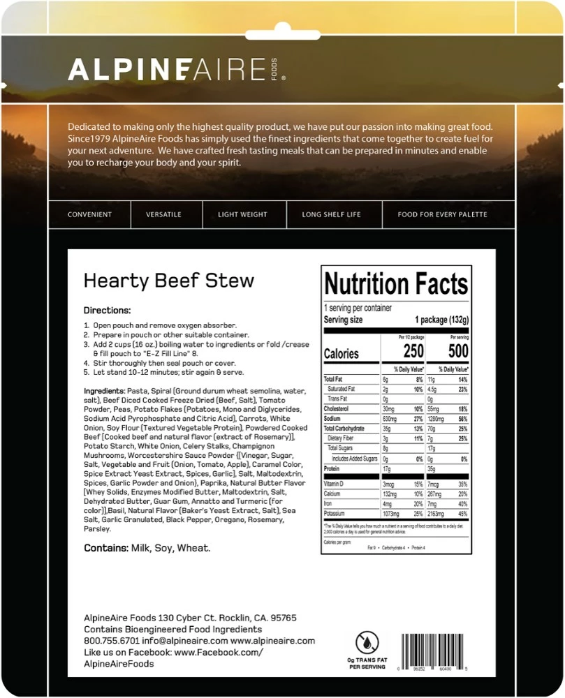 AlpineAire Foods Hearty Beef Stew - 1 Serving - None 5 AlpineAire Foods Hearty Beef Stew - 1 Serving - None - Image 3