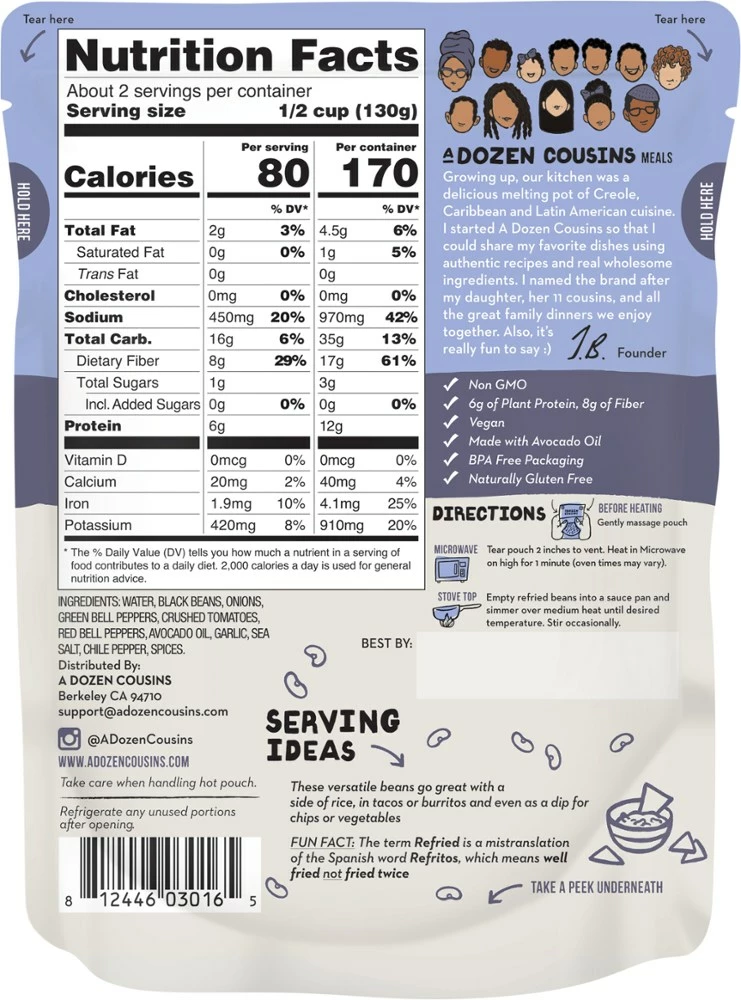 A Dozen Cousins Seasoned Refried Beans - 2 servings 4 A Dozen Cousins Seasoned Refried Beans - 2 servings - Image 2