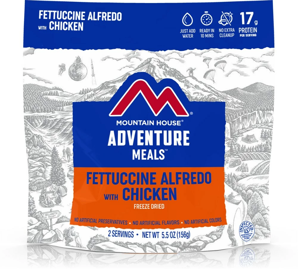Mountain House Fettuccine Alfredo with Chicken - 2 Servings 3 Mountain House Fettuccine Alfredo with Chicken - 2 Servings