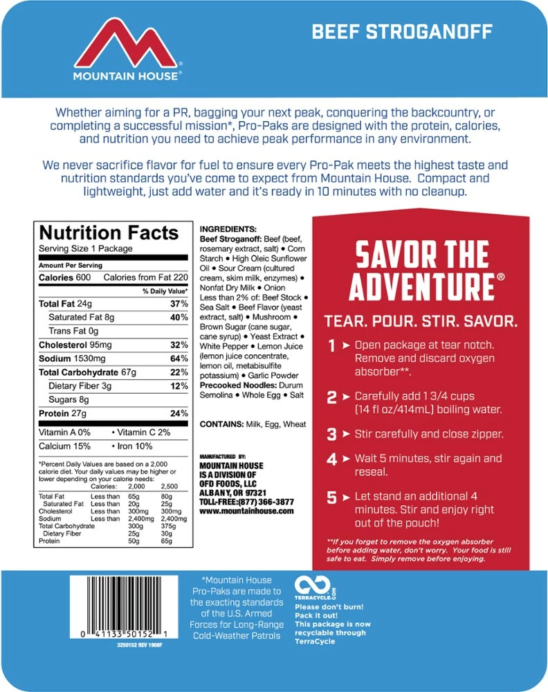 Mountain House Beef Stroganoff Pro-Pak - 1 Serving - None 4 Mountain House Beef Stroganoff Pro-Pak - 1 Serving - None - Image 2