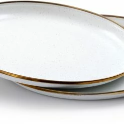 Barebones Enamelware Plates - Package of 2 - Eggshell