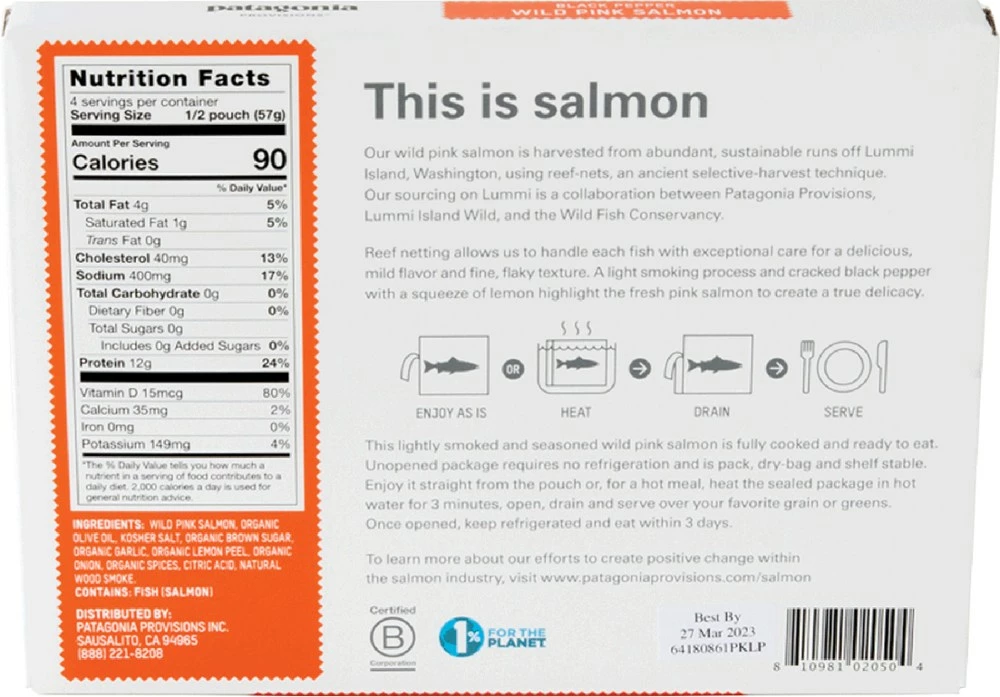 Patagonia Provisions Wild Pink Salmon - Package of 2 4 Patagonia Provisions Wild Pink Salmon - Package of 2 - Image 2