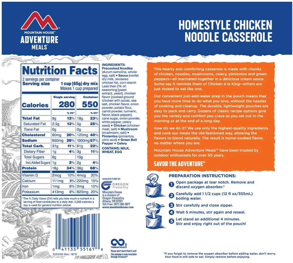 Mountain House Homestyle Chicken Noodle Casserole - 2 Servings 4 Mountain House Homestyle Chicken Noodle Casserole - 2 Servings - Image 2