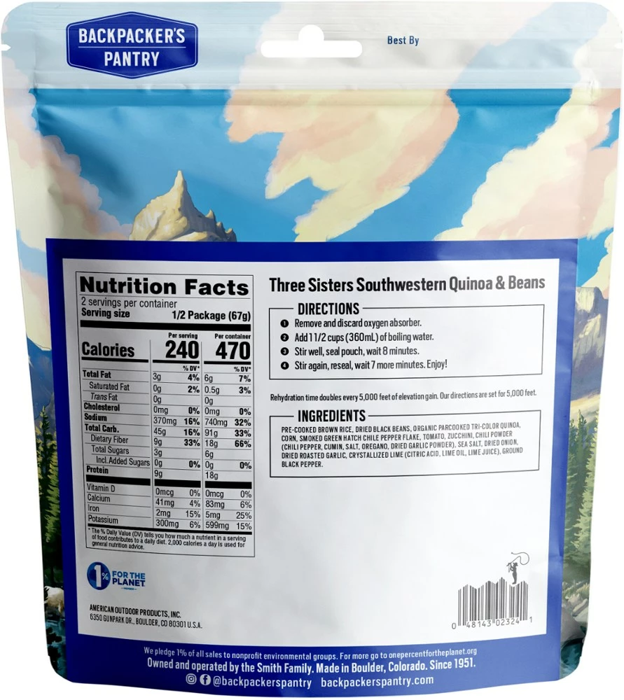 Backpacker's Pantry Three Sisters Southwestern Quinoa & Beans - 2 Servings 4 Backpacker's Pantry Three Sisters Southwestern Quinoa & Beans - 2 Servings - Image 2