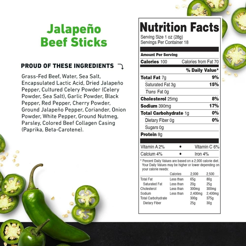 Country Archer Jerky Co. Jalapeno Beef Stick - 1 oz. 4 Country Archer Jerky Co. Jalapeno Beef Stick - 1 oz. - Image 2