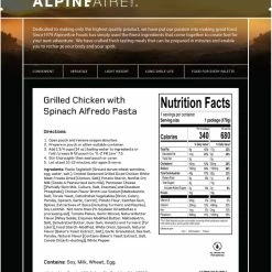 AlpineAire Foods Grilled Chicken with Spinach Alfredo Pasta - 1 Serving 7 AlpineAire Foods Grilled Chicken with Spinach Alfredo Pasta - 1 Serving -Cheap Hike Harbor Store 94f55deb 9f69 45a5 a663 1cf780da4764