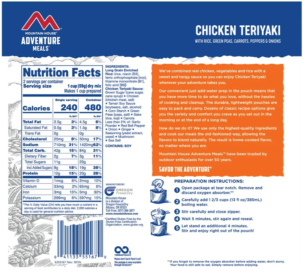Mountain House Chicken Teriyaki with Rice - 2 Servings - None 4 Mountain House Chicken Teriyaki with Rice - 2 Servings - None - Image 2