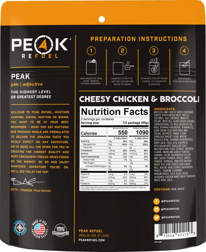 PEAK REFUEL Cheesy Chicken Broccoli - 2 Servings - None 4 PEAK REFUEL Cheesy Chicken Broccoli - 2 Servings - None - Image 2