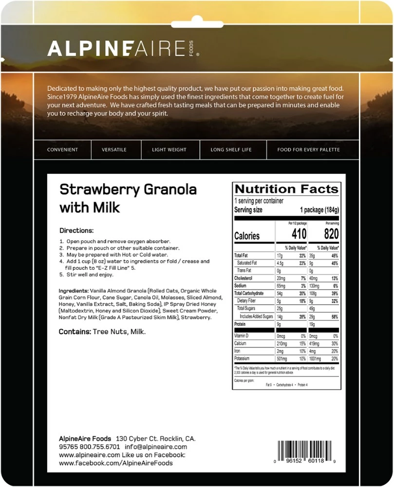 AlpineAire Foods Strawberry Granola with Milk - None 5 AlpineAire Foods Strawberry Granola with Milk - None - Image 3