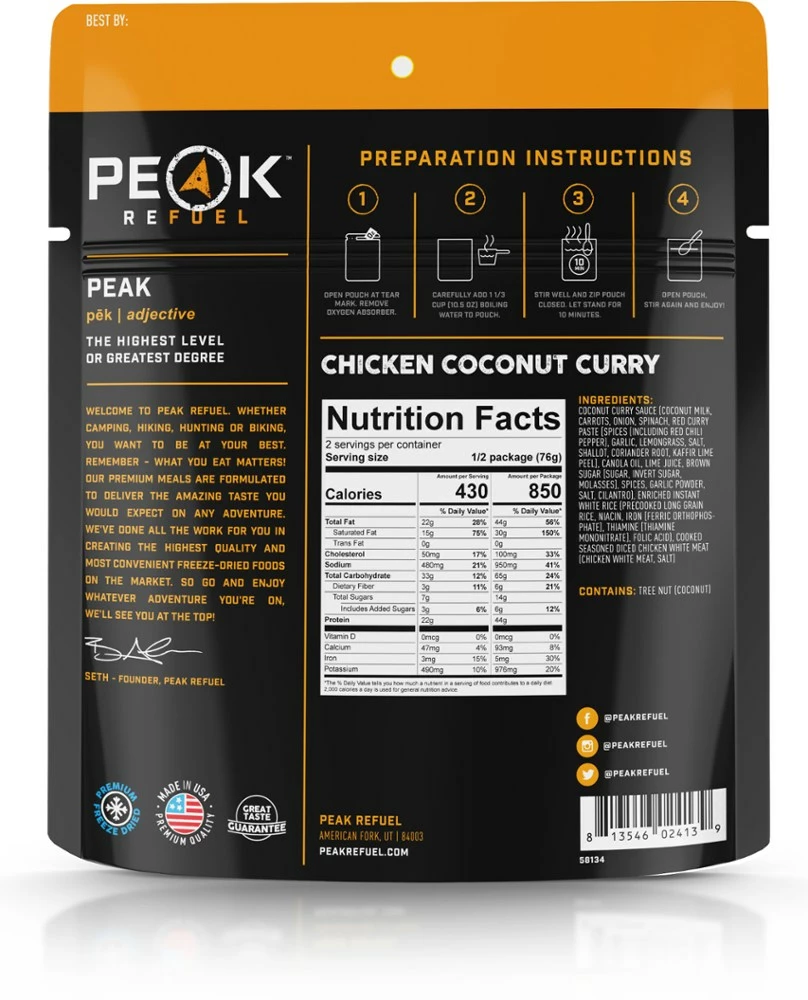 PEAK REFUEL Thai Chicken Coconut Curry - 2 Servings 4 PEAK REFUEL Thai Chicken Coconut Curry - 2 Servings - Image 2