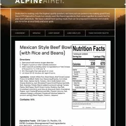 AlpineAire Foods Mexican-Style Beef Bowl - 1 Serving - None -Cheap Hike Harbor Store b2241590 5078 46a7 a4e7 2a8d6710c1d9