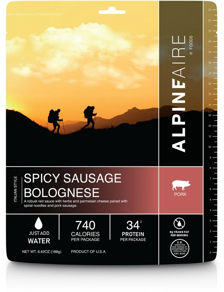 AlpineAire Foods Spicy Pasta Bolognese - 1 Serving - None 3 AlpineAire Foods Spicy Pasta Bolognese - 1 Serving - None