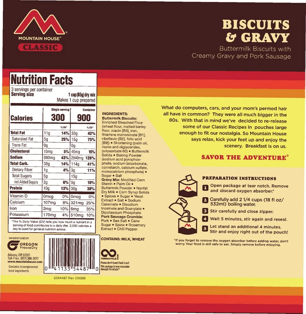 Mountain House Classic Biscuits & Gravy - 3 Servings 4 Mountain House Classic Biscuits & Gravy - 3 Servings - Image 2