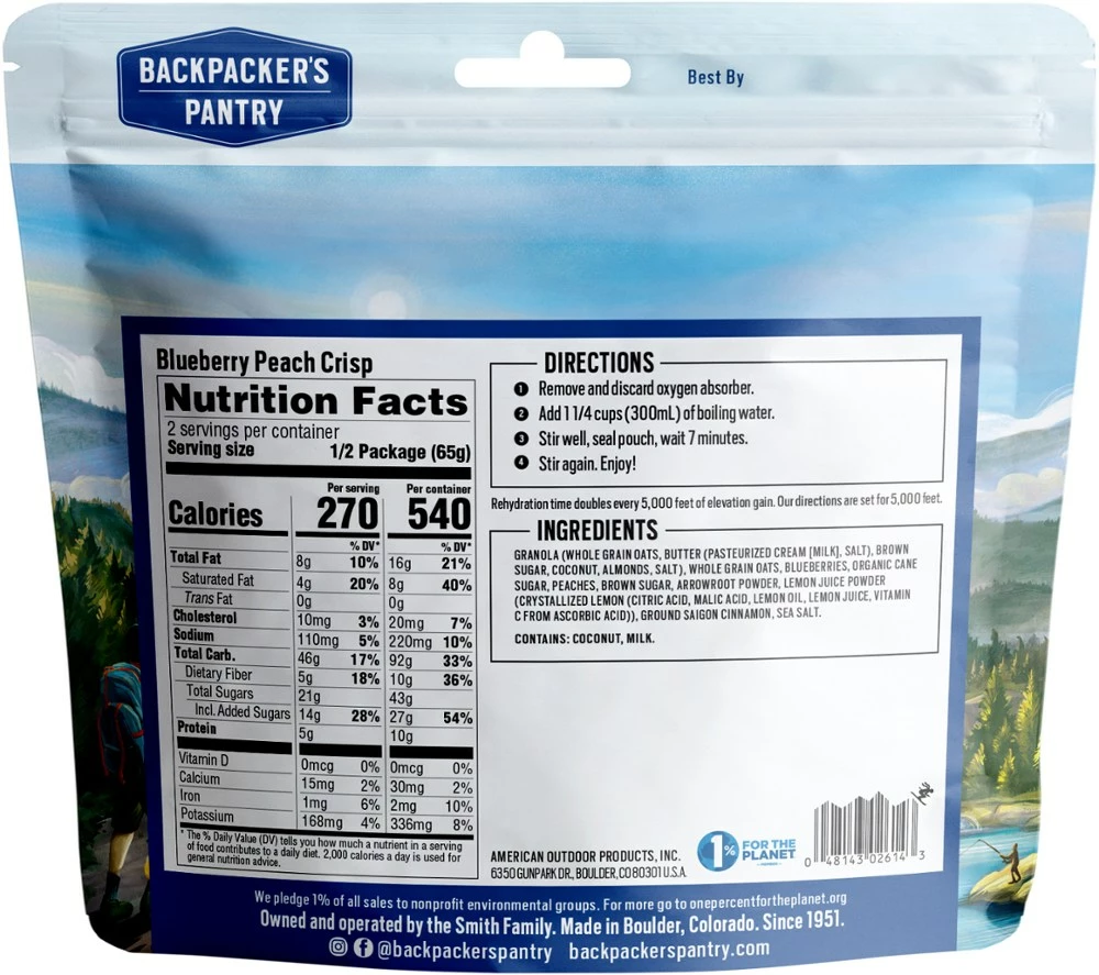 Backpacker's Pantry Blueberry Peach Crisp - 2 Servings 4 Backpacker's Pantry Blueberry Peach Crisp - 2 Servings - Image 2