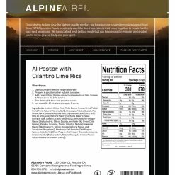 AlpineAire Foods Al Pastor with Cilantro Lime Rice - 1 Serving - None 7 AlpineAire Foods Al Pastor with Cilantro Lime Rice - 1 Serving - None -Cheap Hike Harbor Store e34f233f 106c 4b63 aa55 430812625ad7