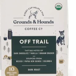 Grounds & Hounds Coffee Co. Off Trail Single-Serve Steeping Coffee Pouches - Package of 10 - Dark Roast