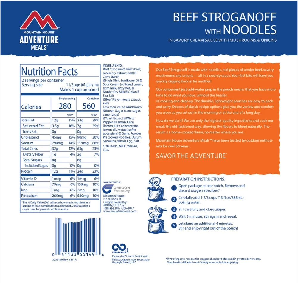 Mountain House Beef Stroganoff - 2 Servings 4 Mountain House Beef Stroganoff - 2 Servings - Image 2