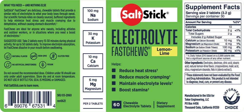 SaltStick Fastchews Chewable Electrolyte Tablets - 60 Tablets 4 SaltStick Fastchews Chewable Electrolyte Tablets - 60 Tablets - Image 2